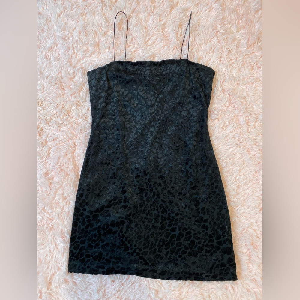 Black cheetah mini party dress